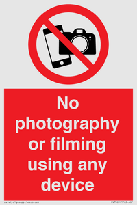 No photography or filming using any device